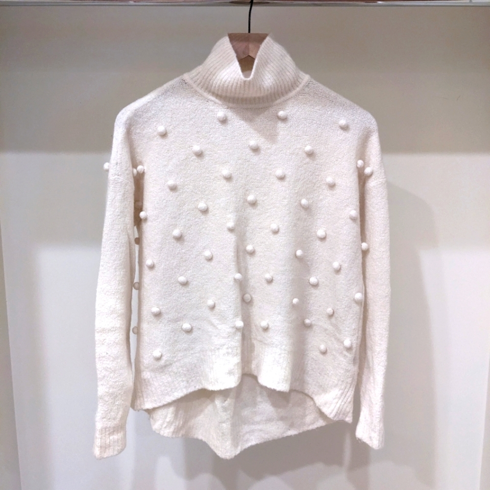 Madewell Snowglobe Bobbie Turtleneck Sweater - Antique Cream - Small